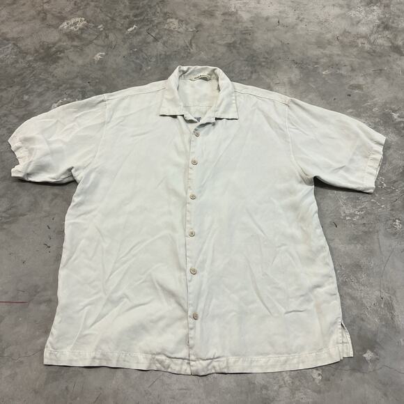 Tommy Bahama Shirt Mens Large Silk Embroidered Logo Maduro Paradise Parrot Cigar - Picture 4 of 6